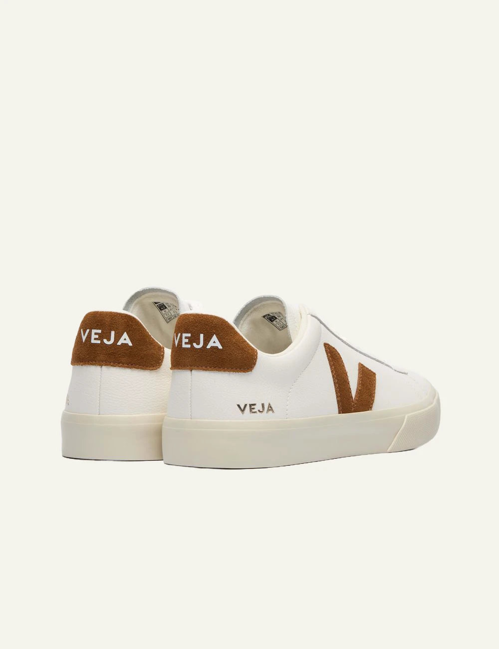 Women's Veja white leather sneakers with brown suede V logo back