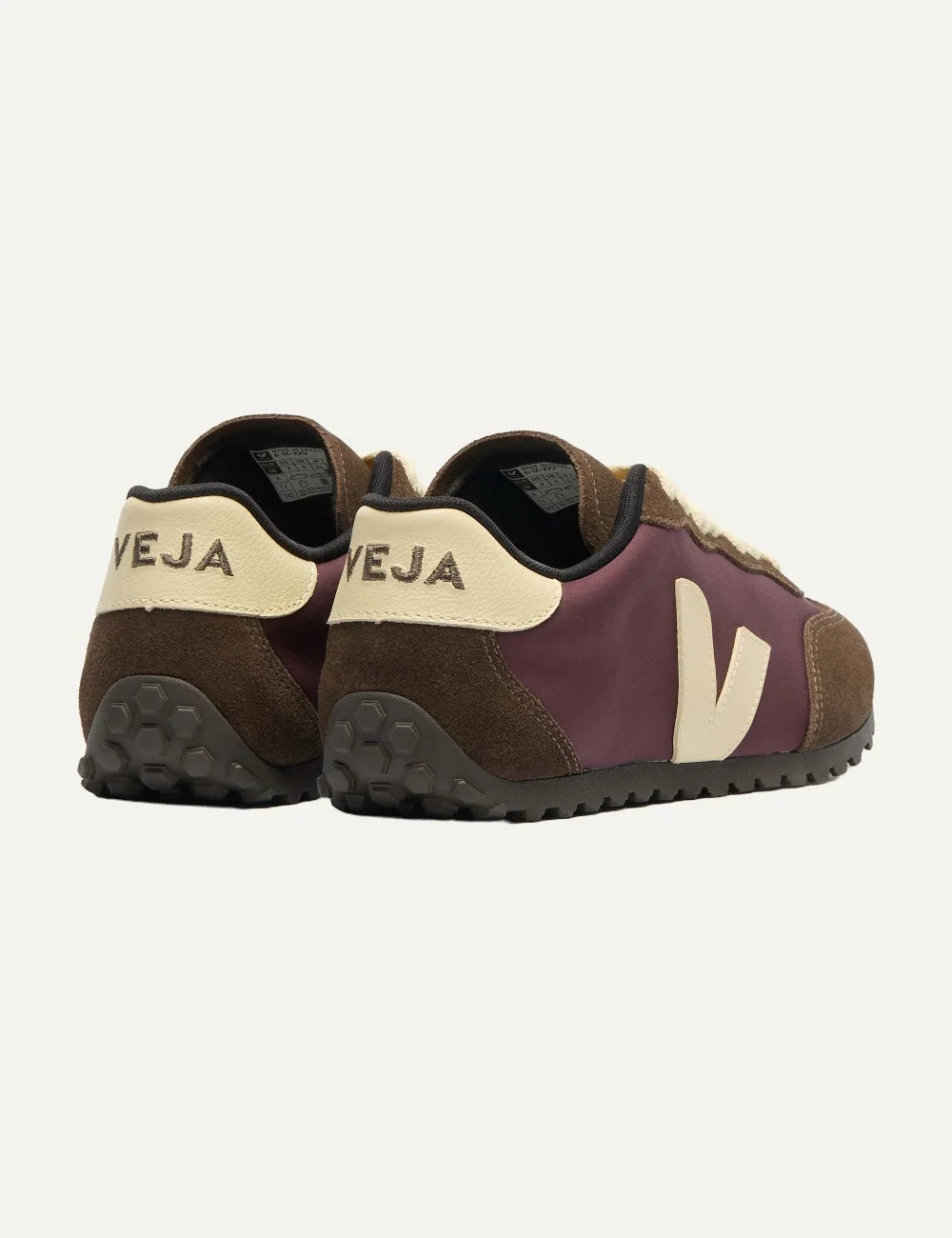 VEJA unisex GT burgundy and brown sneakers with suede panels and cream V logo back