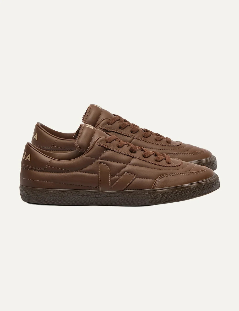 VEJA unisex Panenka Signature Leather Walnut Eagle brown leather sneakers profile
