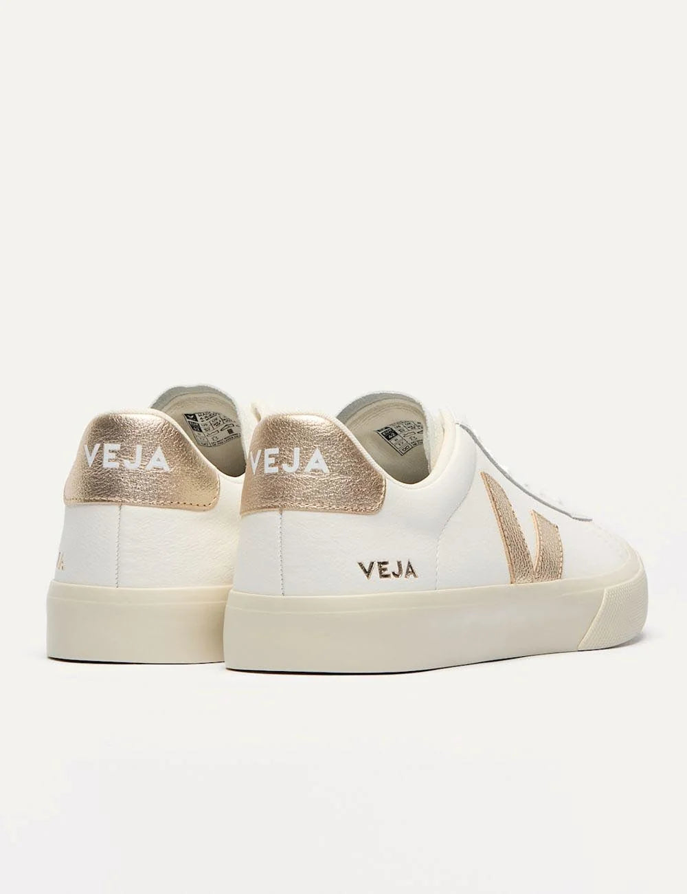veja campo leather sneakers white gold back view