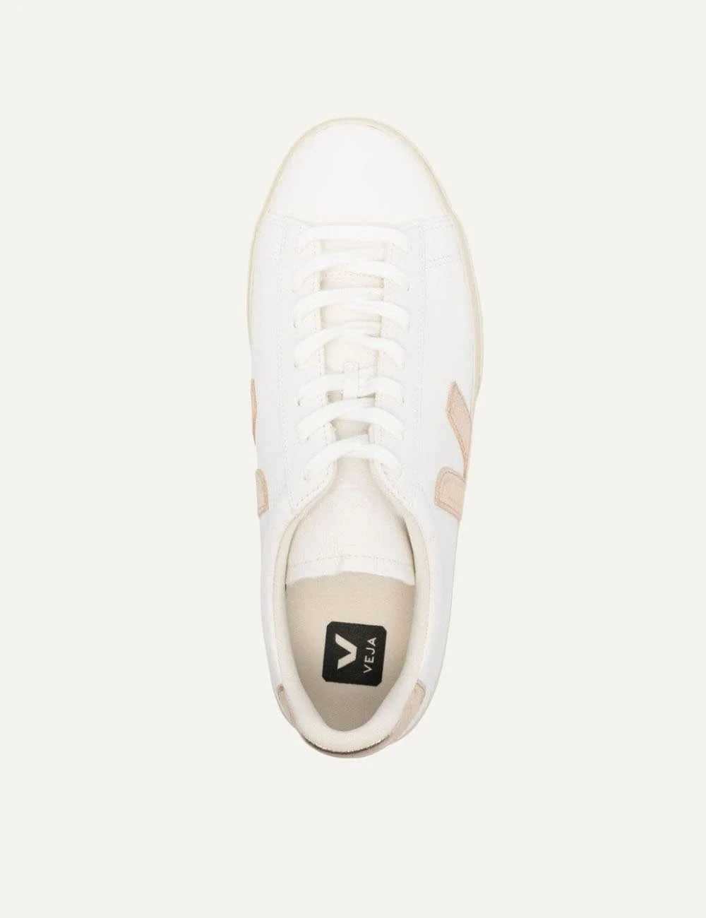 veja campo leather sneakers white gold top view