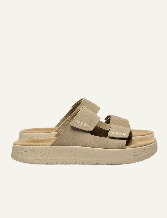 Veja Etna sandal suede beige side view double strap