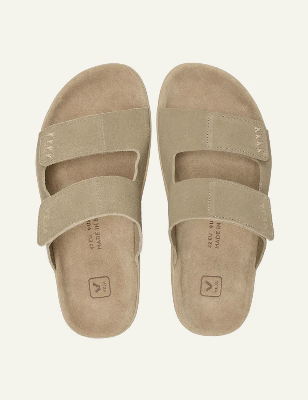 Veja Etna sandal suede beige top view double strap