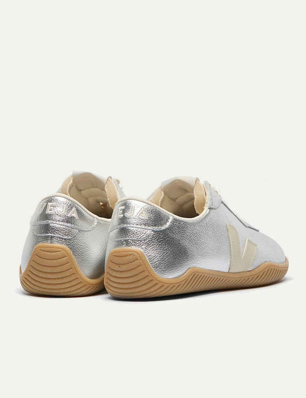 veja jitsu leather sneakers silver gum back view