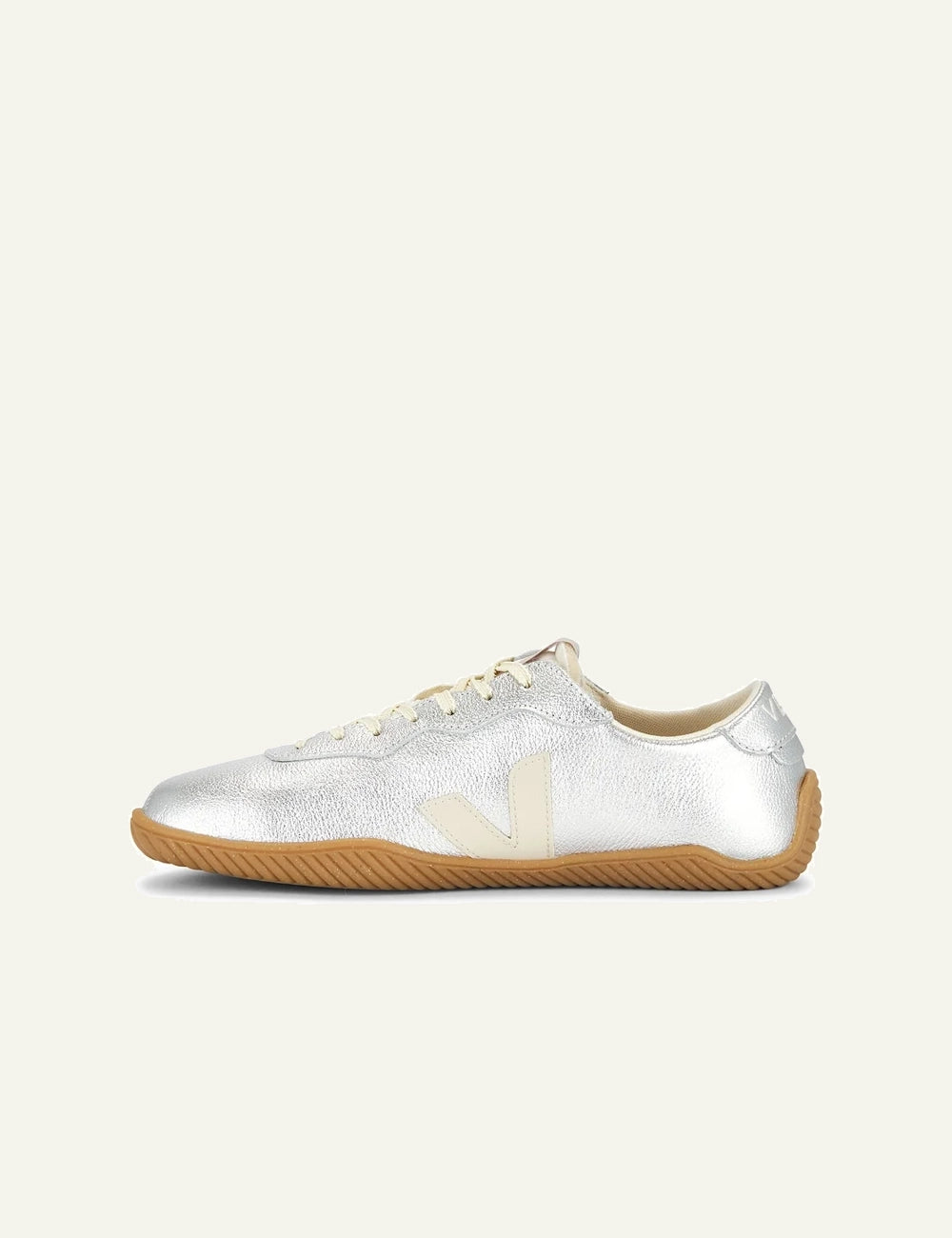 veja jitsu leather sneakers silver gum profile view