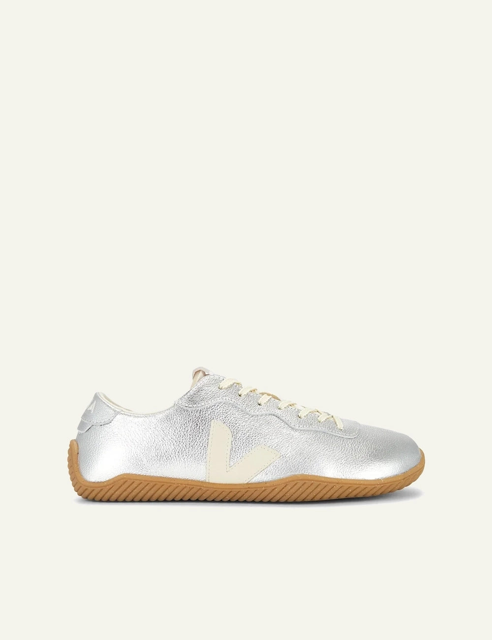 veja jitsu leather sneakers silver gum side view
