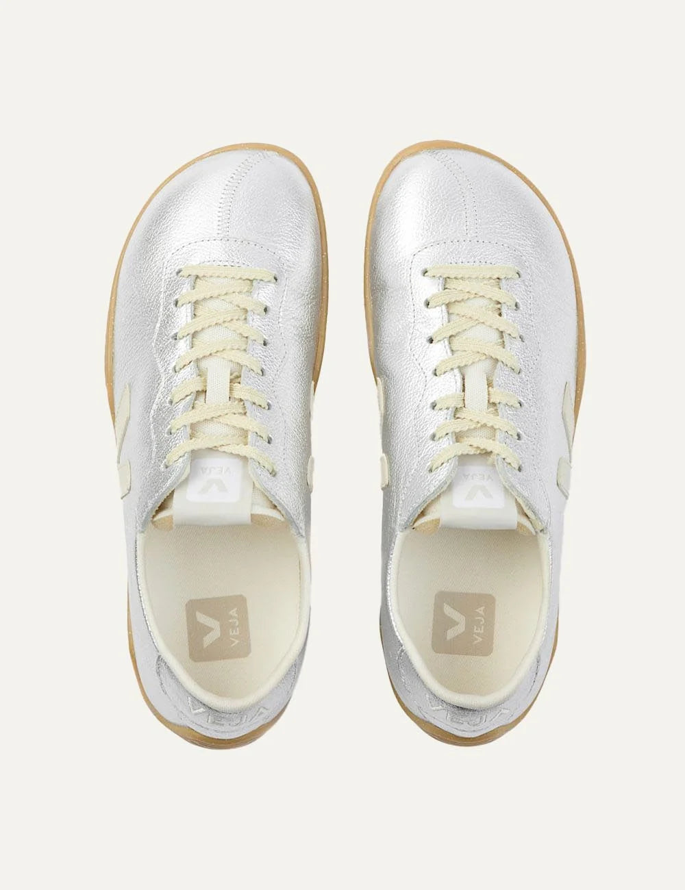 veja jitsu leather sneakers silver gum top view