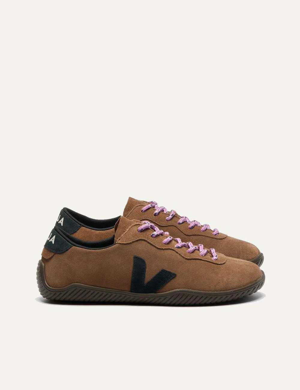 veja jitsu suede sneakers brown black side detail pair view