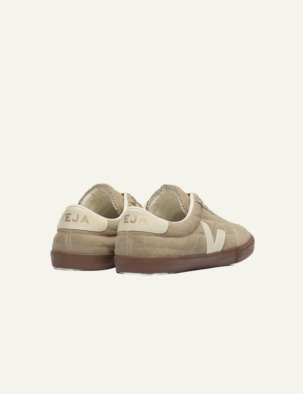 veja panenka suede sneakers beige with gum sole back view