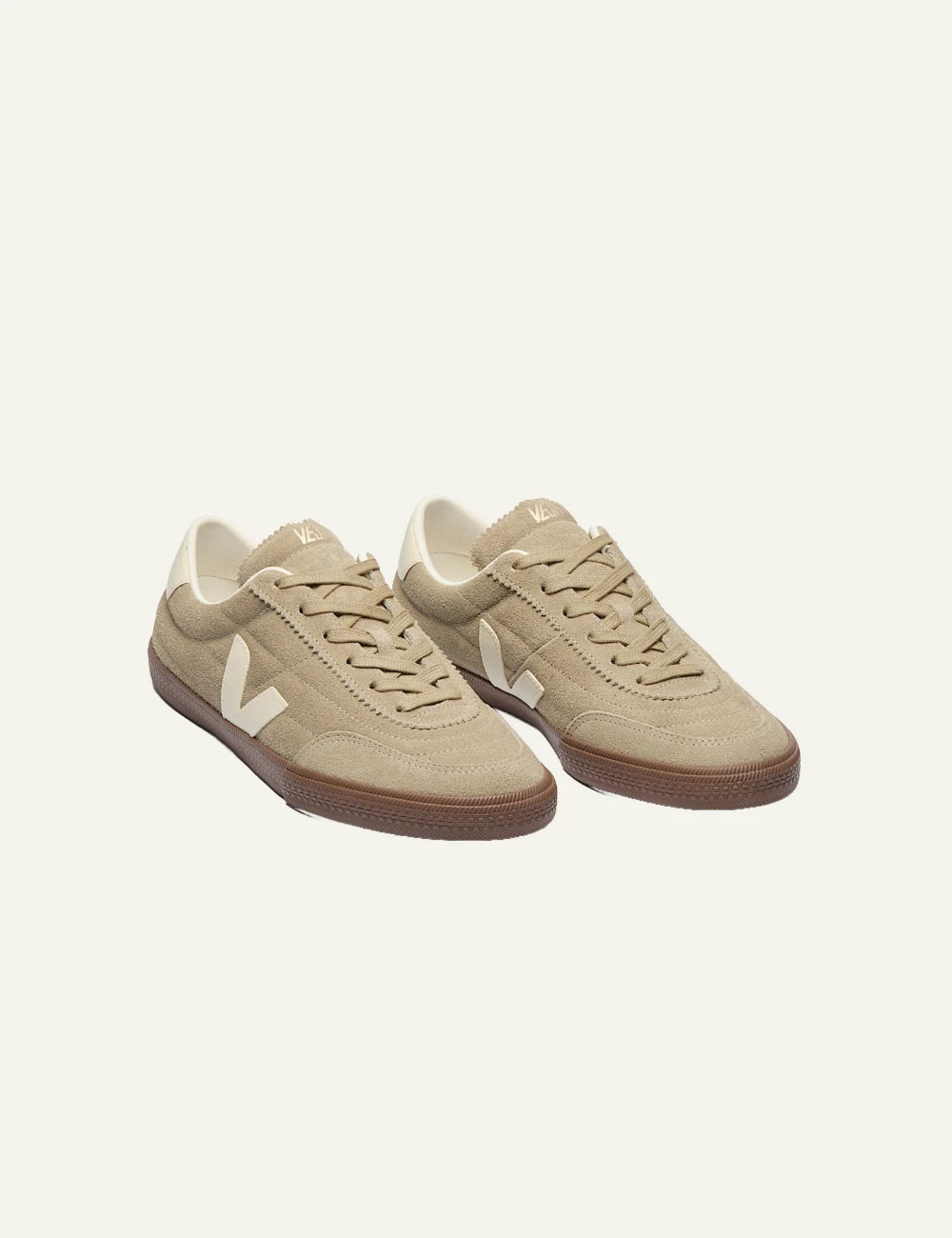 veja panenka suede sneakers beige with gum sole top view