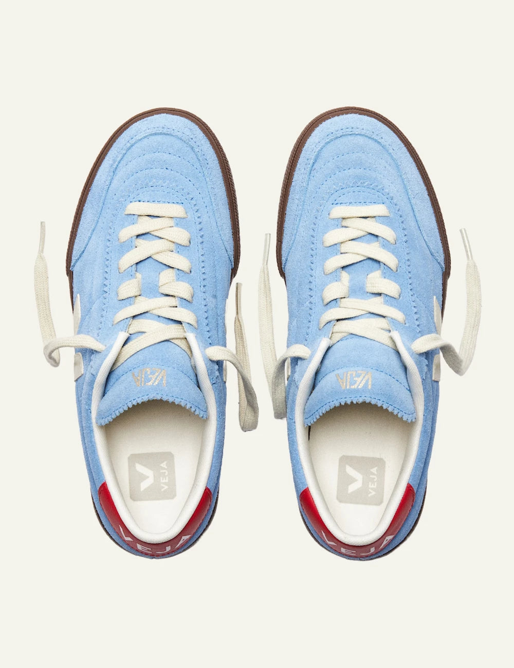 veja panenka suede sneakers blue with gum sole top view