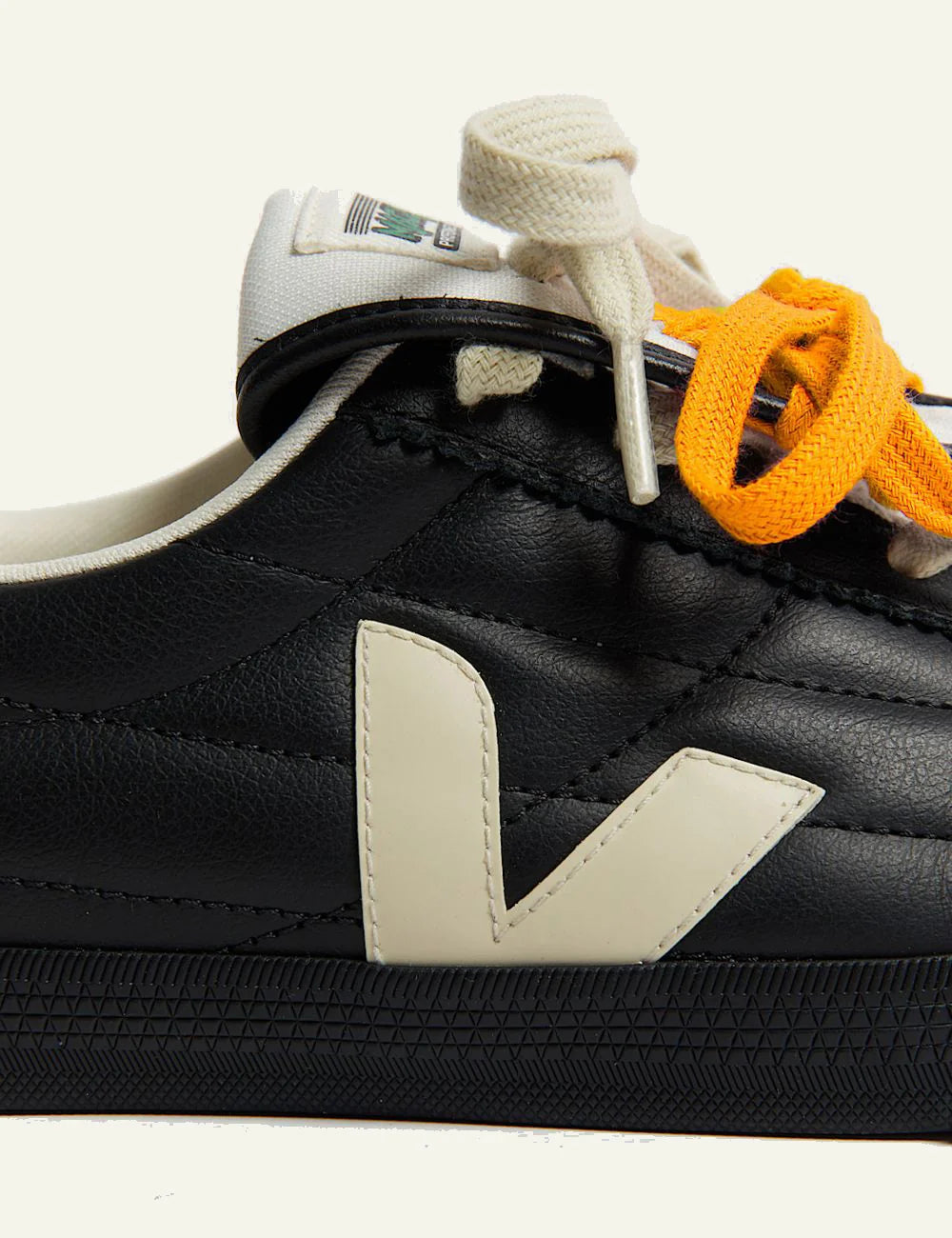 veja panenka veja x magliano leather sneakers black with contrast laces logo view