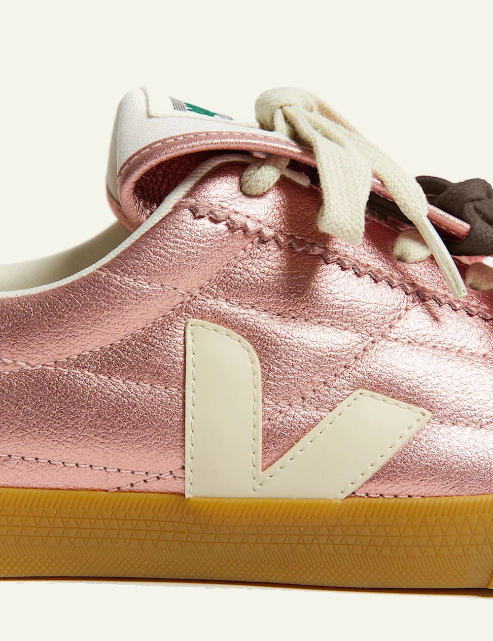 veja panenka veja x magliano leather sneakers pink with contrast laces logo view