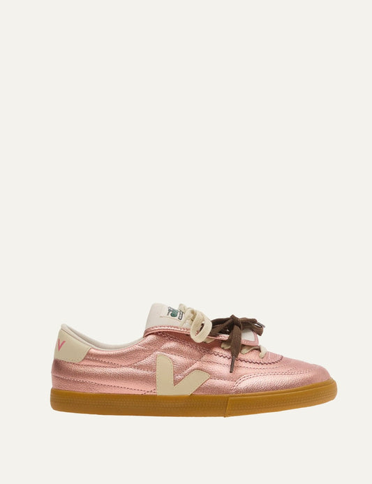 veja panenka veja x magliano leather sneakers pink with contrast laces side view