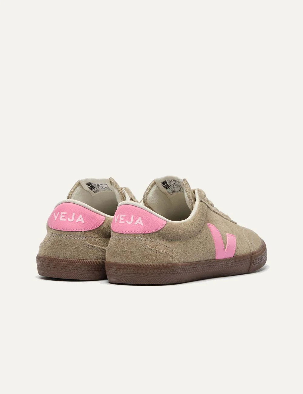 veja suede sneakers beige pink gum back view