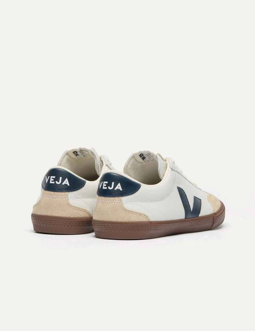 veja v-10 leather sneakers white navy gum back view