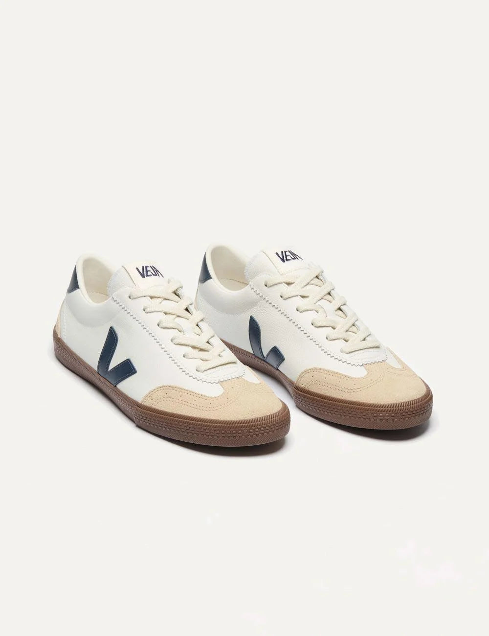 veja v-10 leather sneakers white navy gum front view