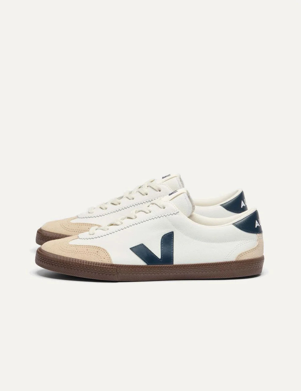 veja v-10 leather sneakers white navy gum profile view