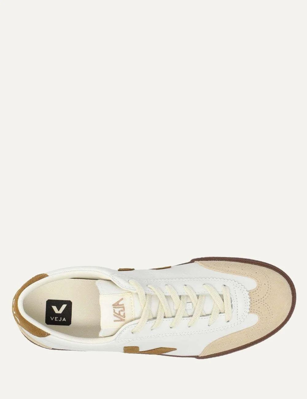 veja v-90 leather sneakers white brown gum top view