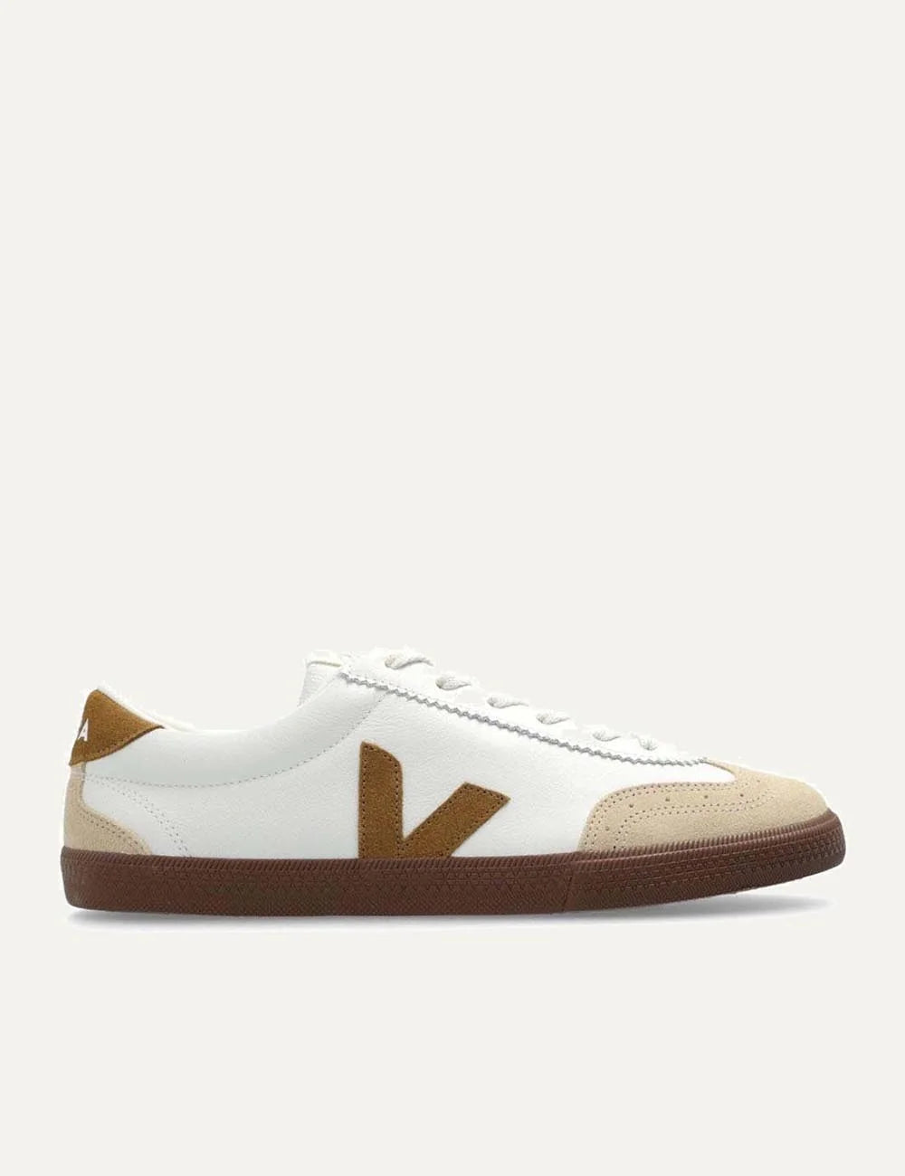 veja v-90 leather sneakers white brown gum side view