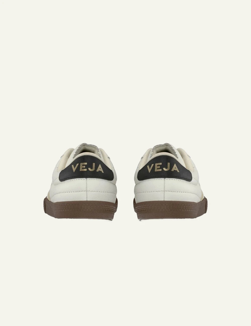 Veja Panenka leather white black bark me gum sole back view