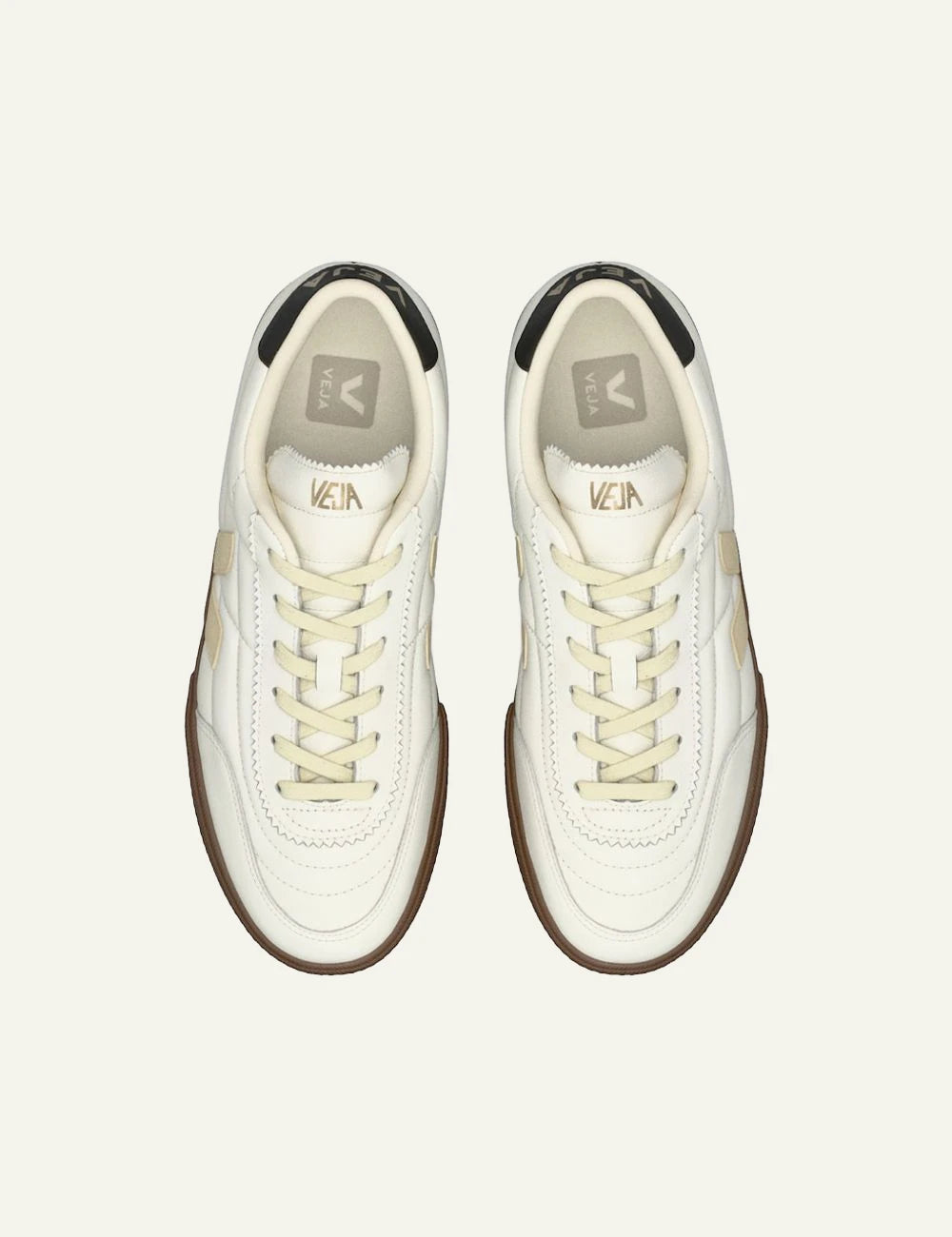 Veja Panenka leather white black bark me gum sole top view