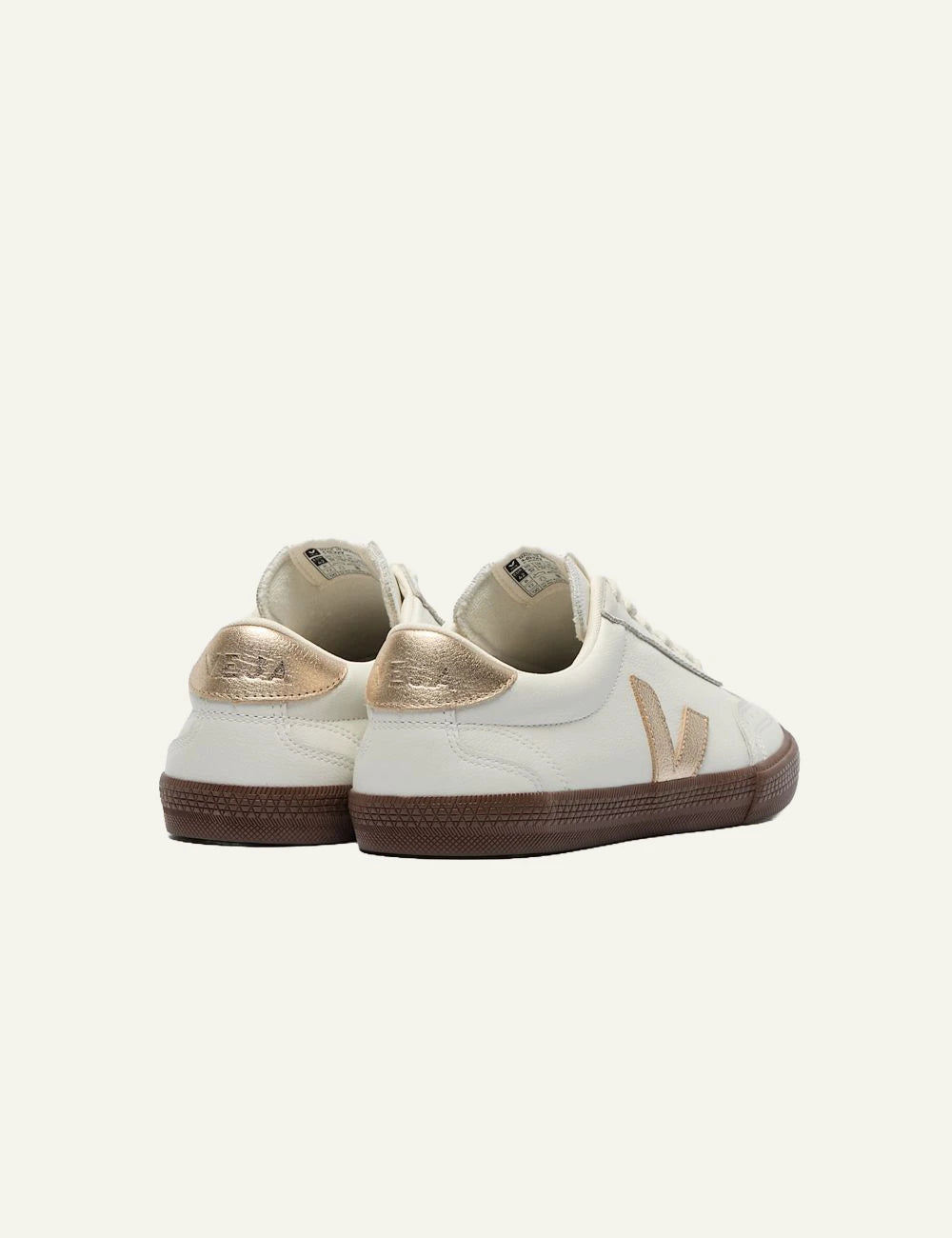 Veja Volley sneakers white beige V logo gum sole back view