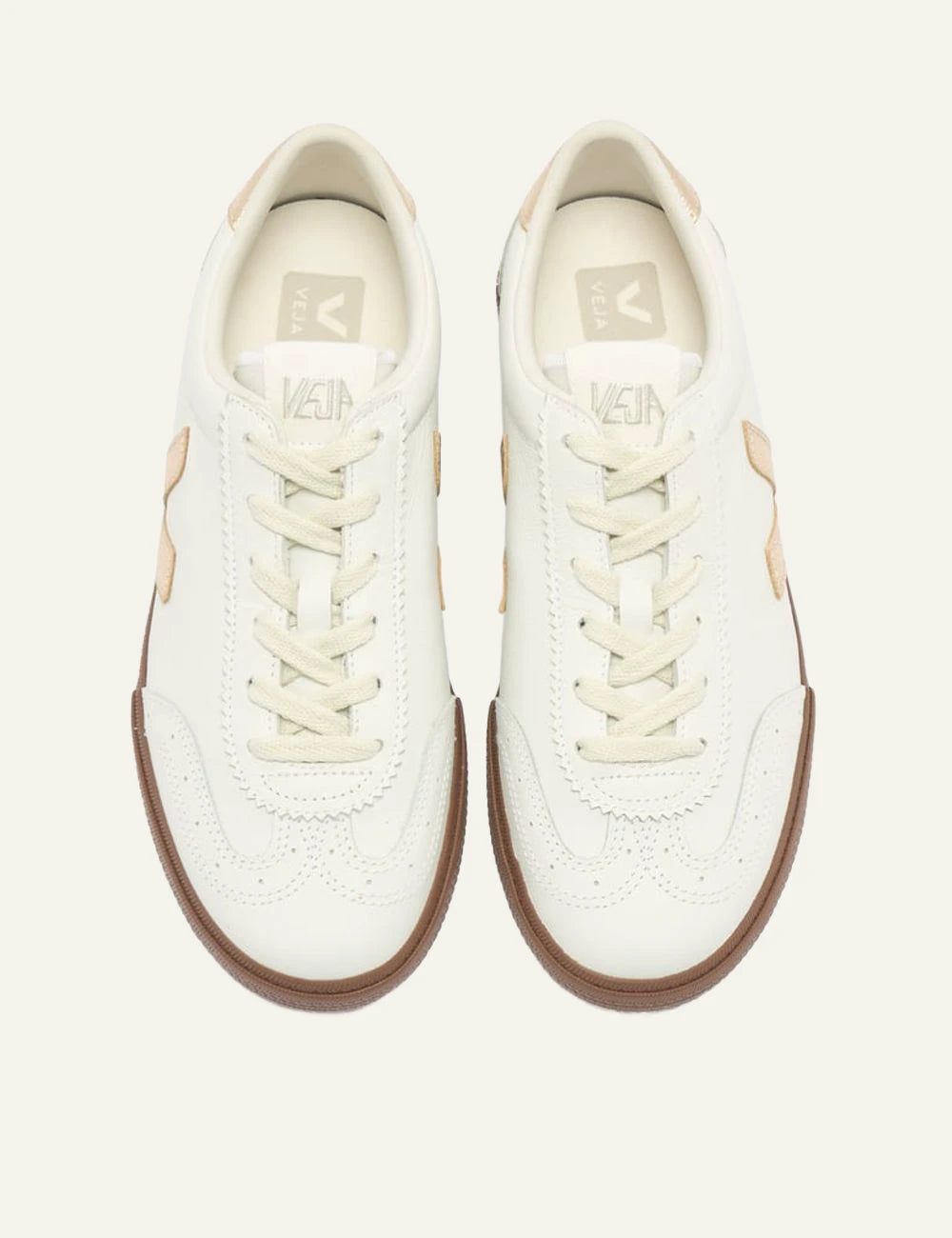Veja Volley sneakers white beige V logo gum sole top view