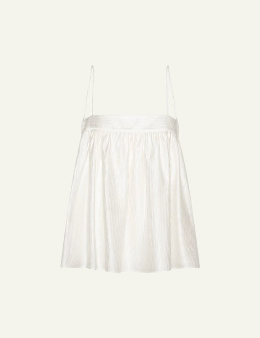 White viscose blend slip top with thin straps front flat view