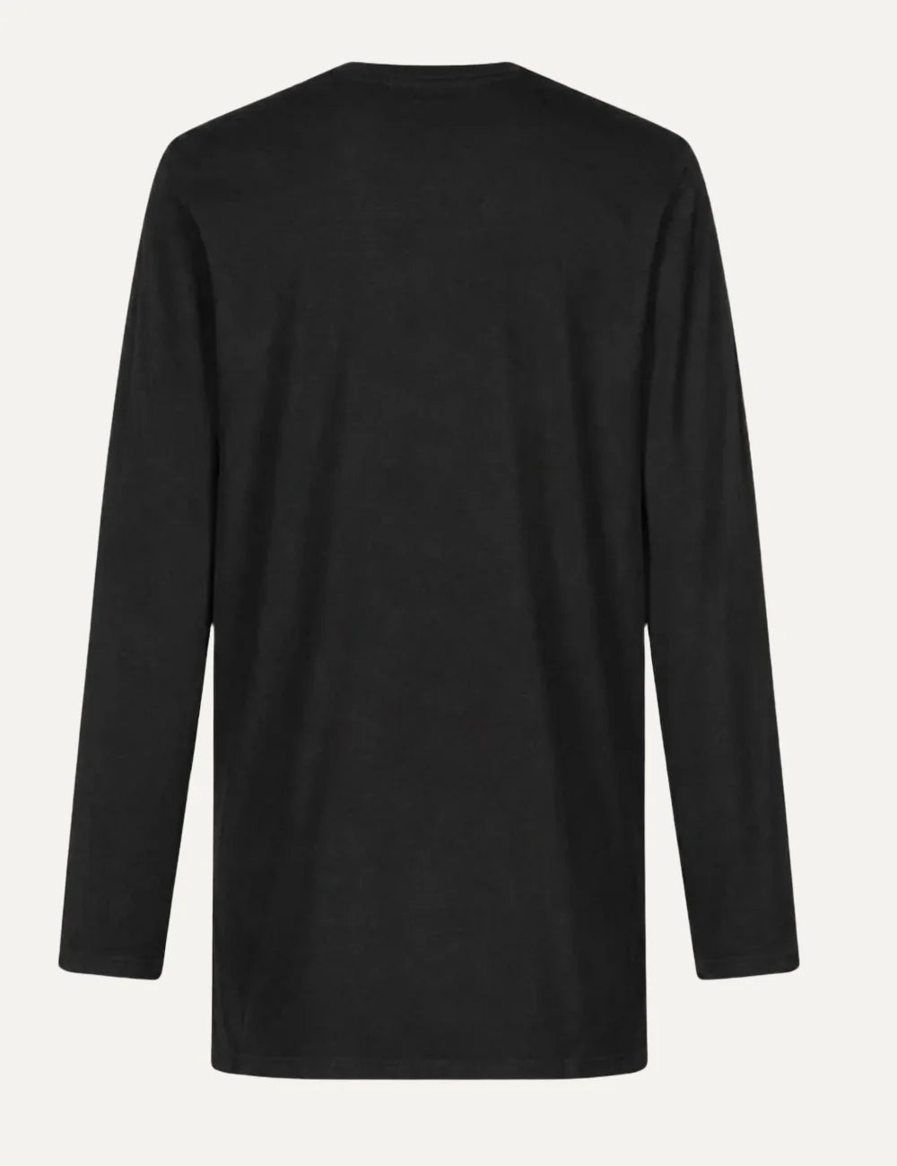 Women's Eleh black long-sleeve top with crew neck, dropped shoulders, front knot detail and draped waist back