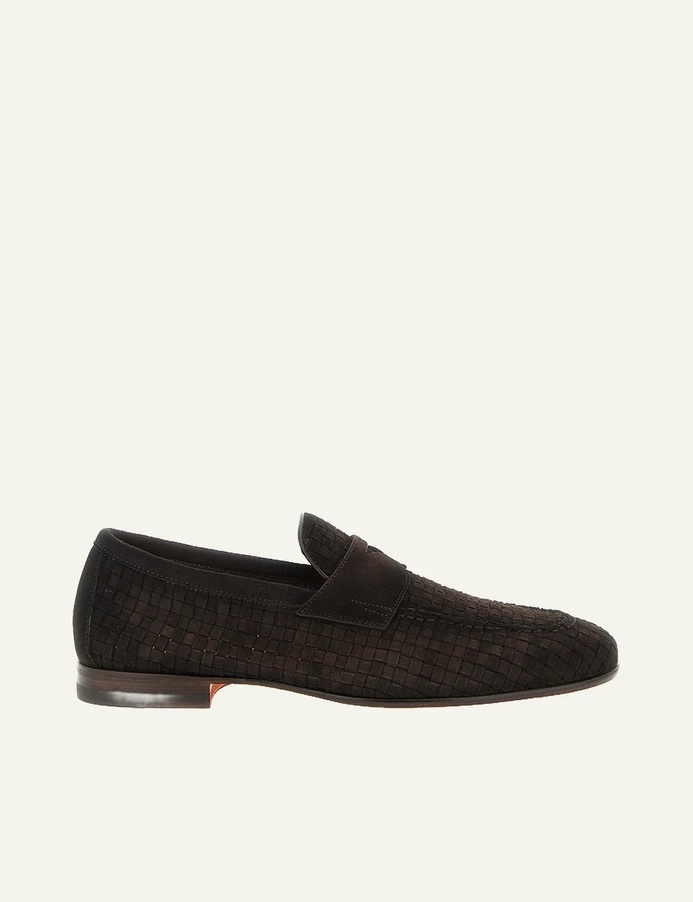 woven leather loafers black penny loafer side view