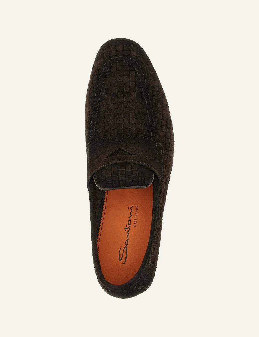 woven leather loafers black penny loafer top view