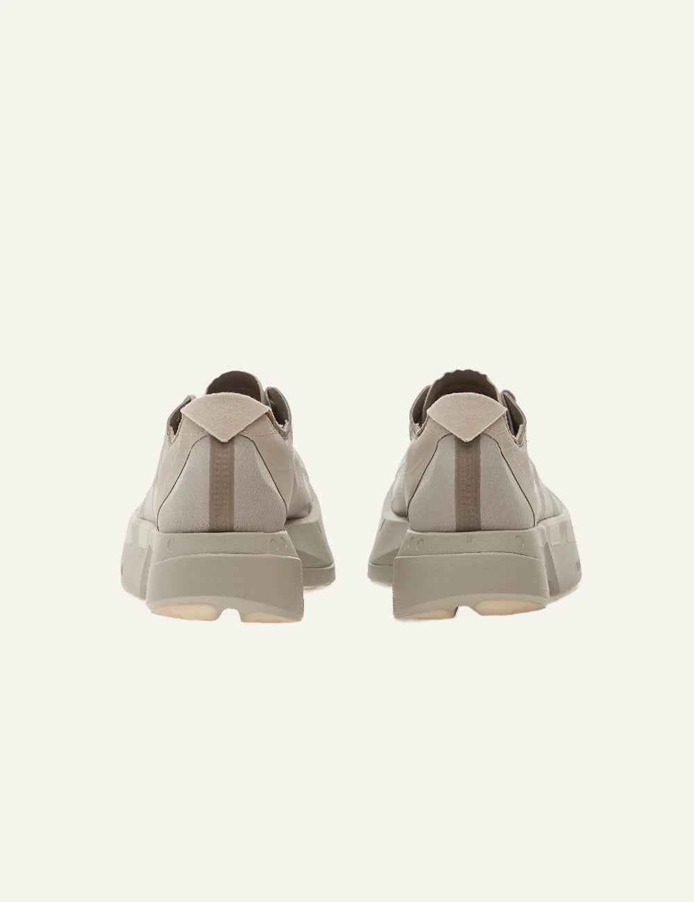 Y-3 beige technical sneakers chunky sole back view