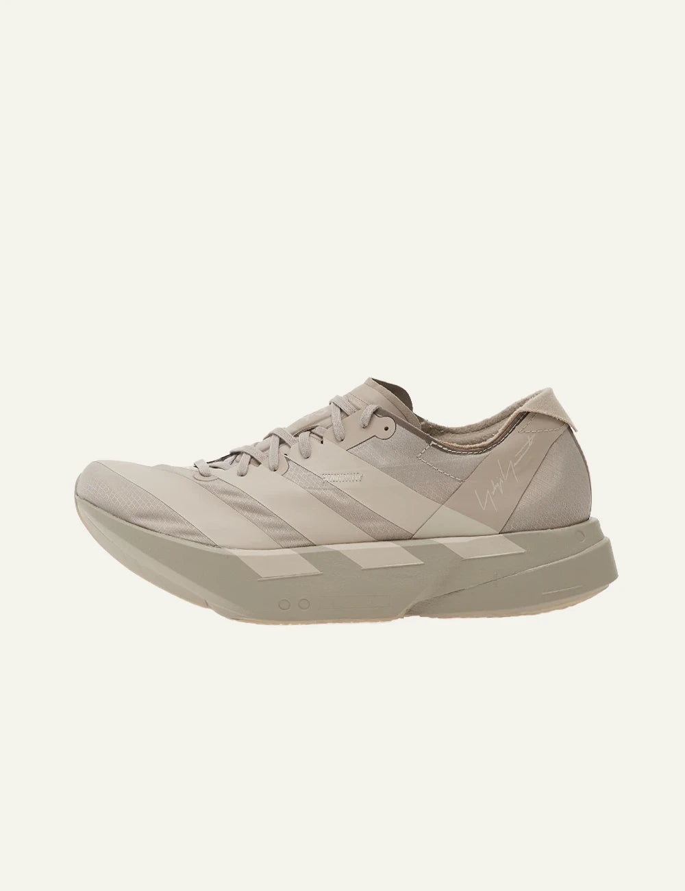 Y-3 beige technical sneakers chunky sole profile view