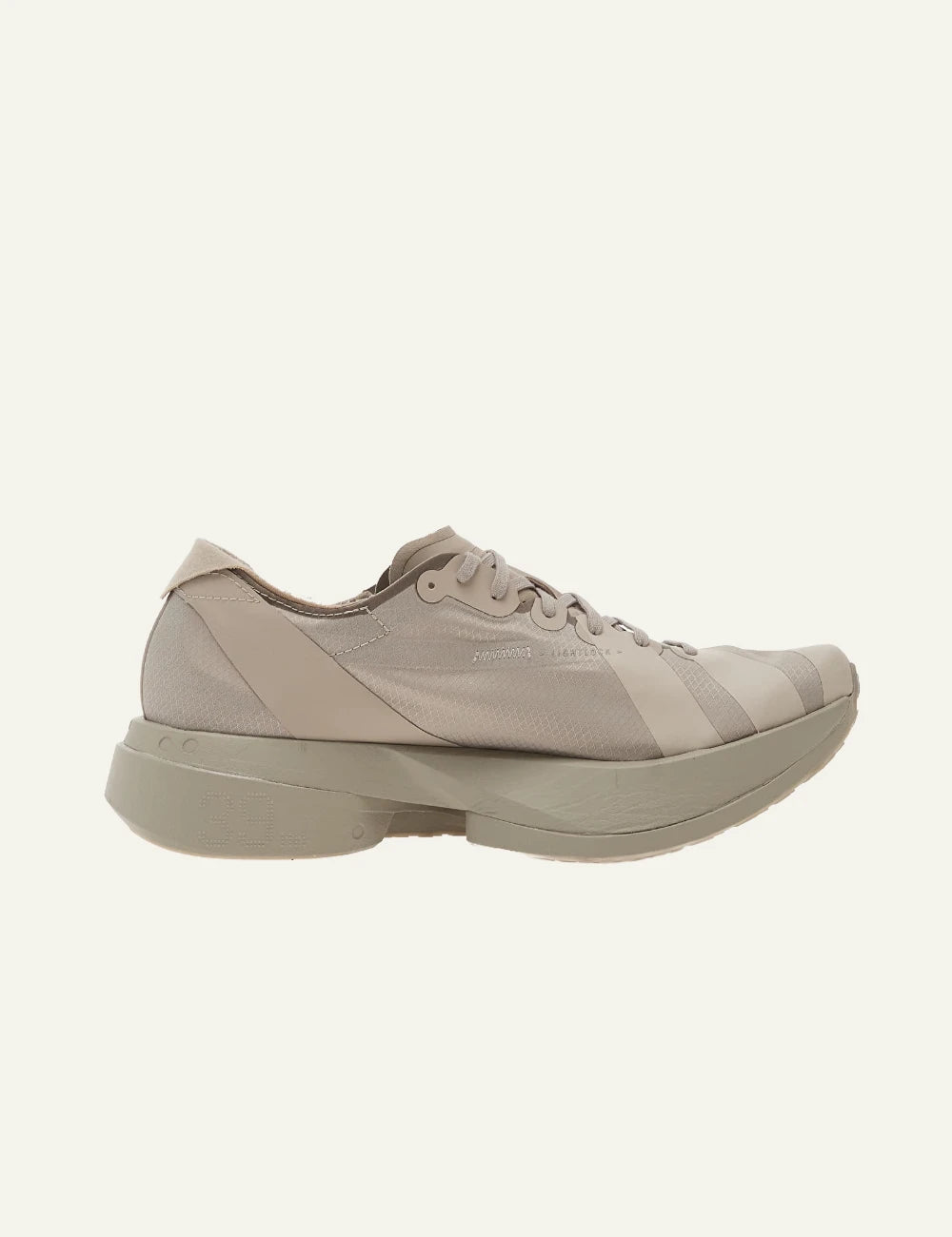 Y-3 beige technical sneakers chunky sole side view