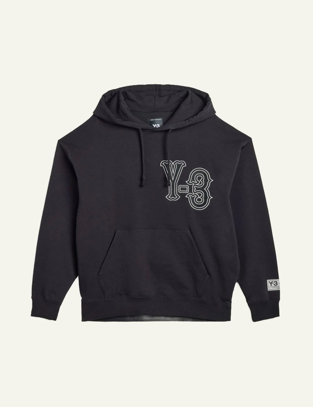 Y-3 Elite 5 hoodie black logo graphic front flat view