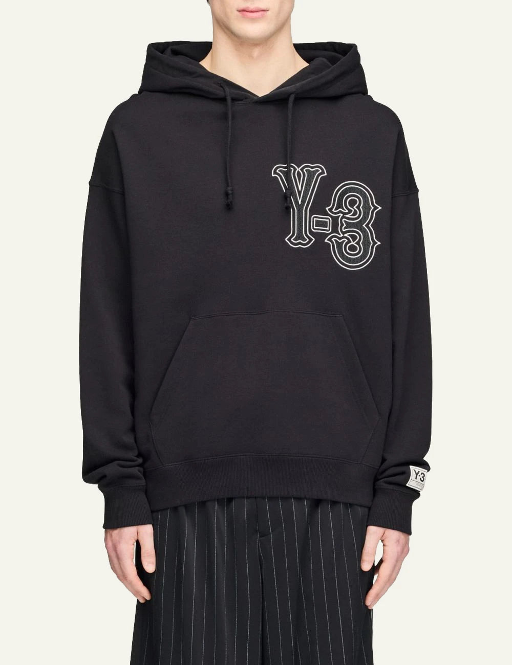 Y-3 Elite 5 hoodie black logo graphic front model view
