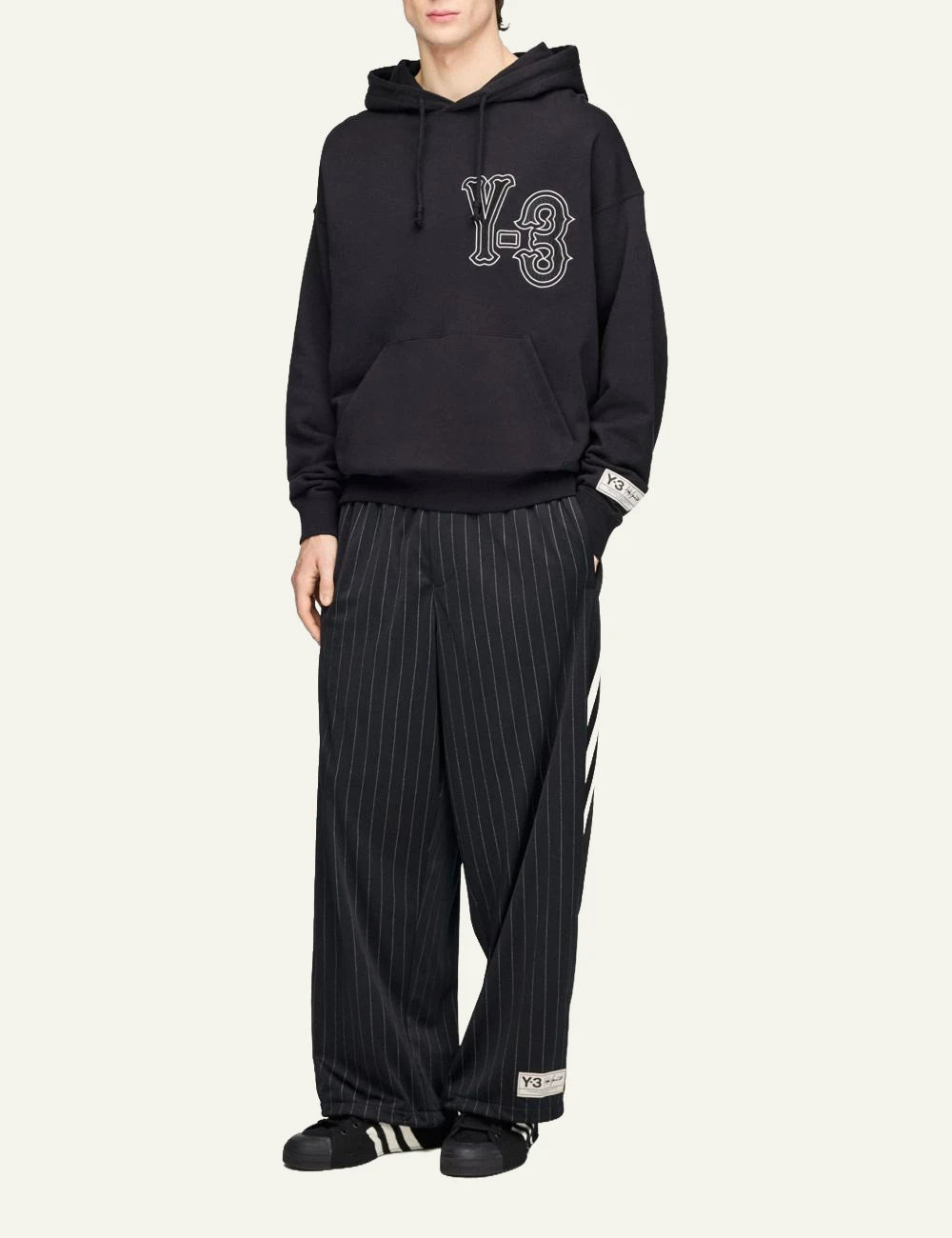 Y-3 Elite 5 hoodie black logo graphic front full body view