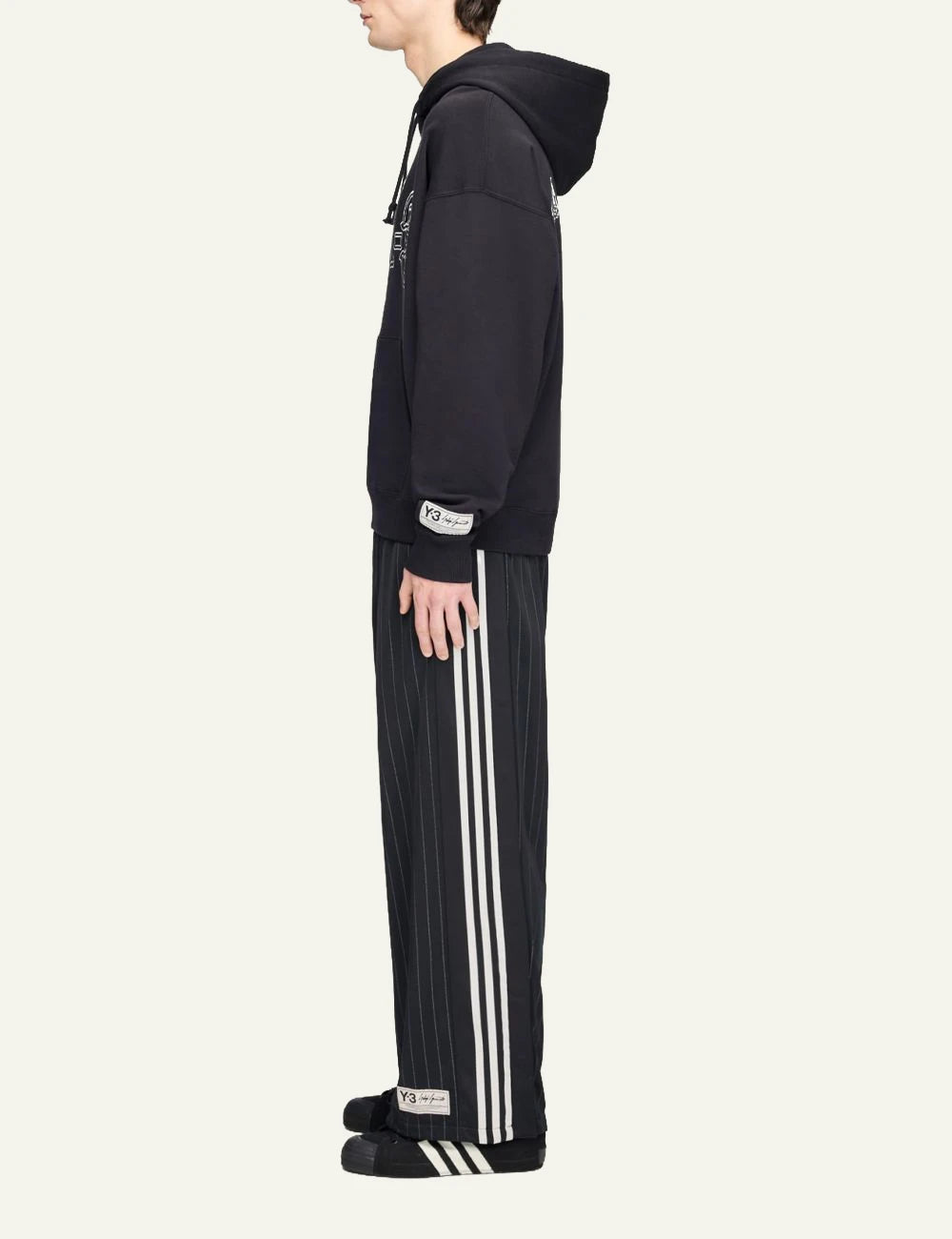 Y-3 Elite 5 hoodie black logo graphic side view