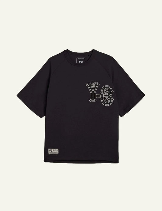 Y-3 elite 5 graphic t-shirt black short sleeve front flat view