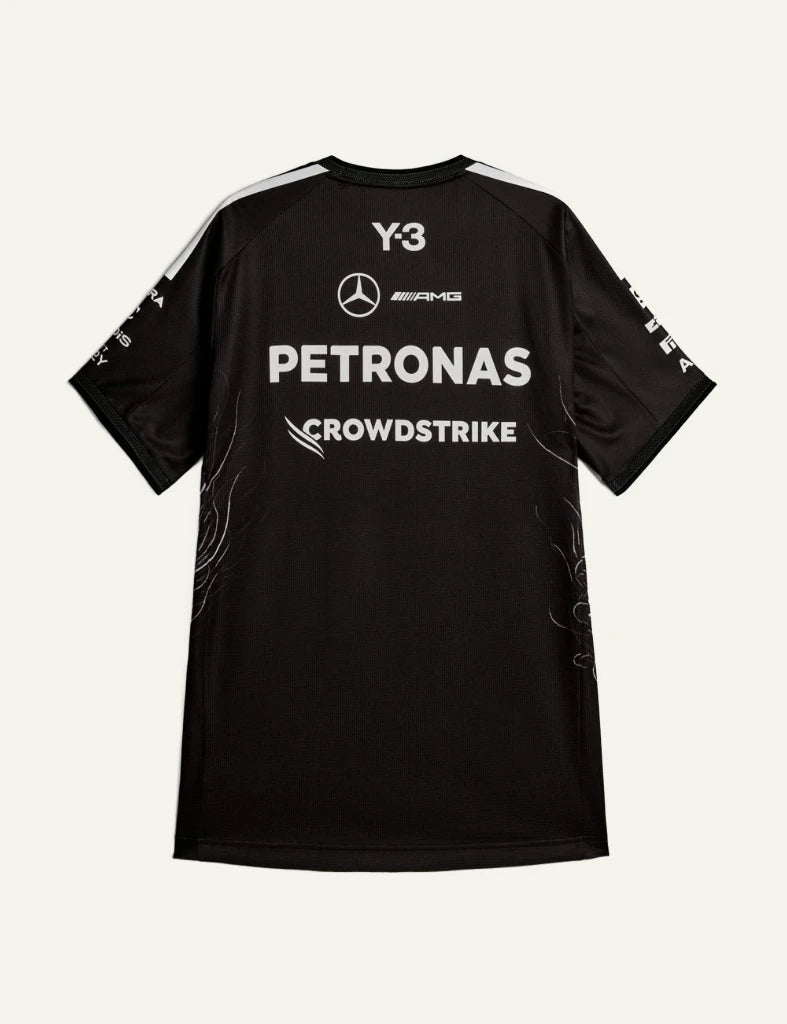Y-3 Mercedes AMG Petronas jersey wolf graphic black back flat view