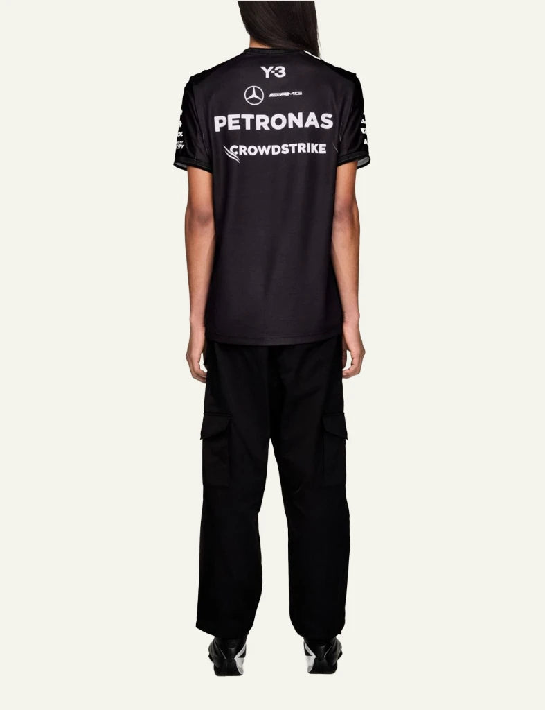 Y-3 Mercedes AMG Petronas jersey wolf graphic black back model view