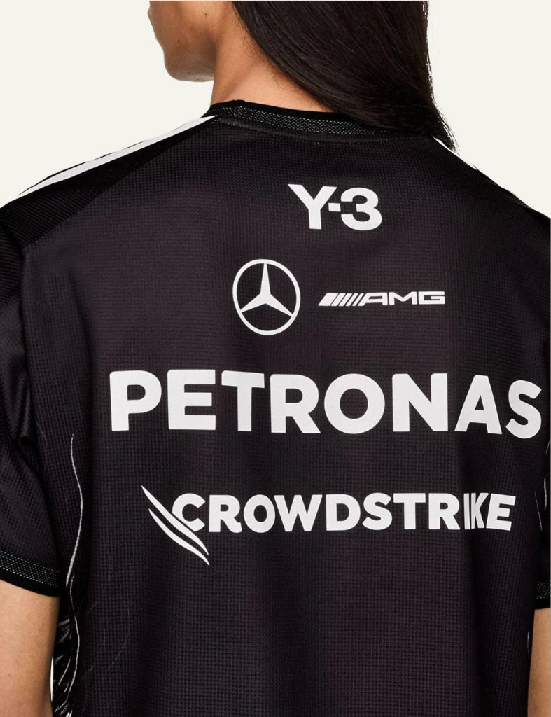 Y-3 Mercedes AMG Petronas jersey wolf graphic black detail view