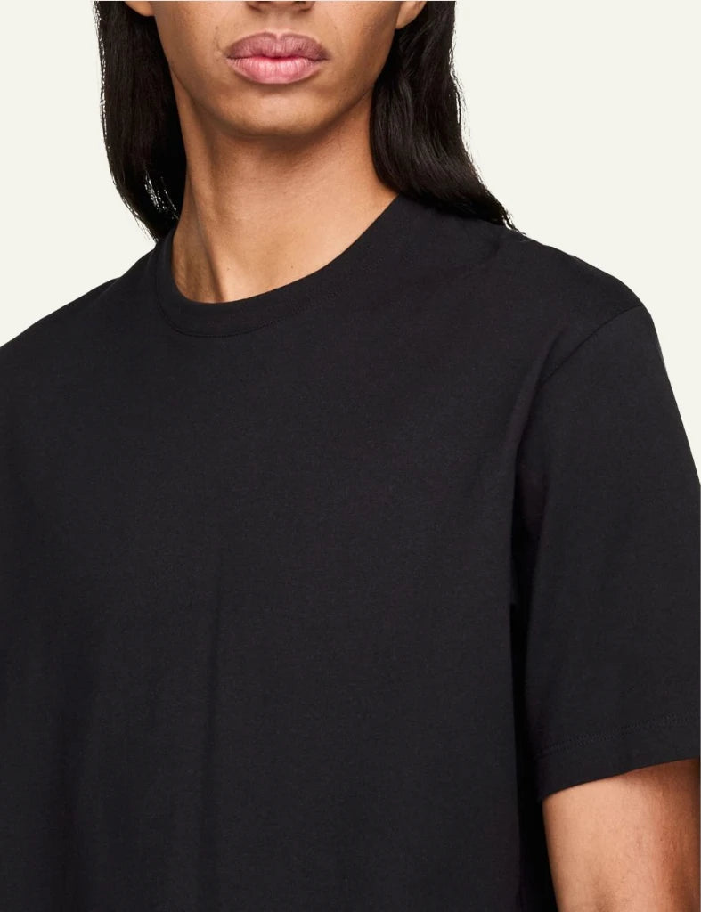 Y-3 Mercedes Logo Stack tee black short sleeve crewneck close view