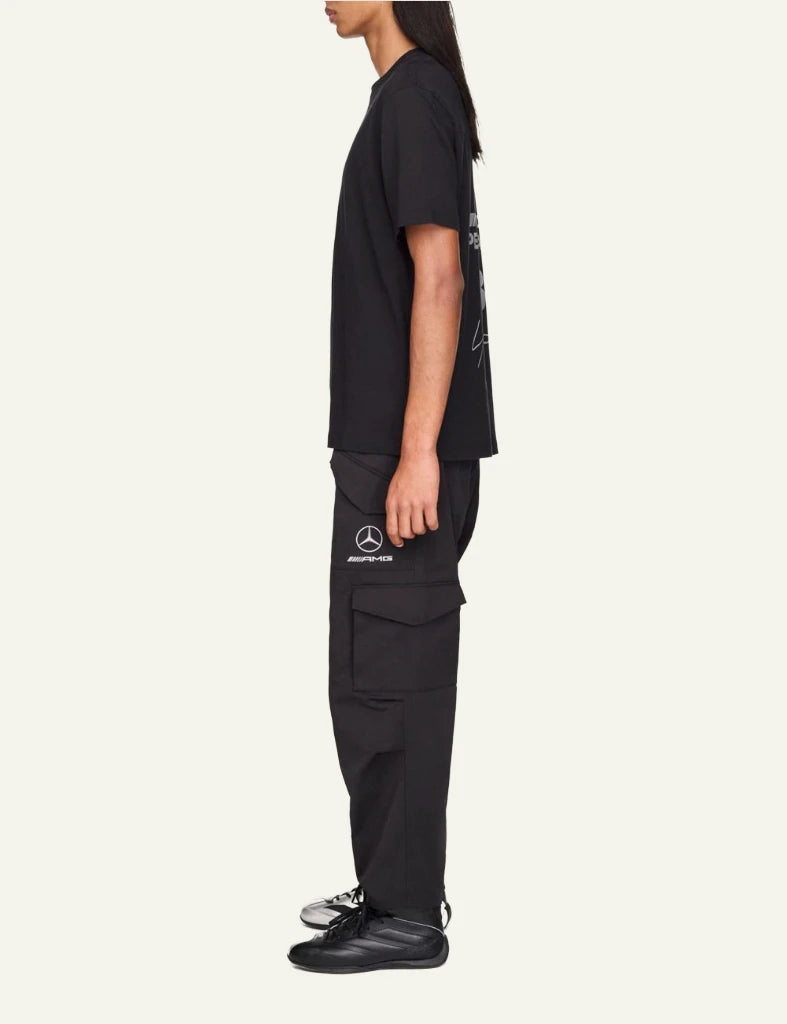 Y-3 Mercedes Logo Stack tee black short sleeve crewneck side model view