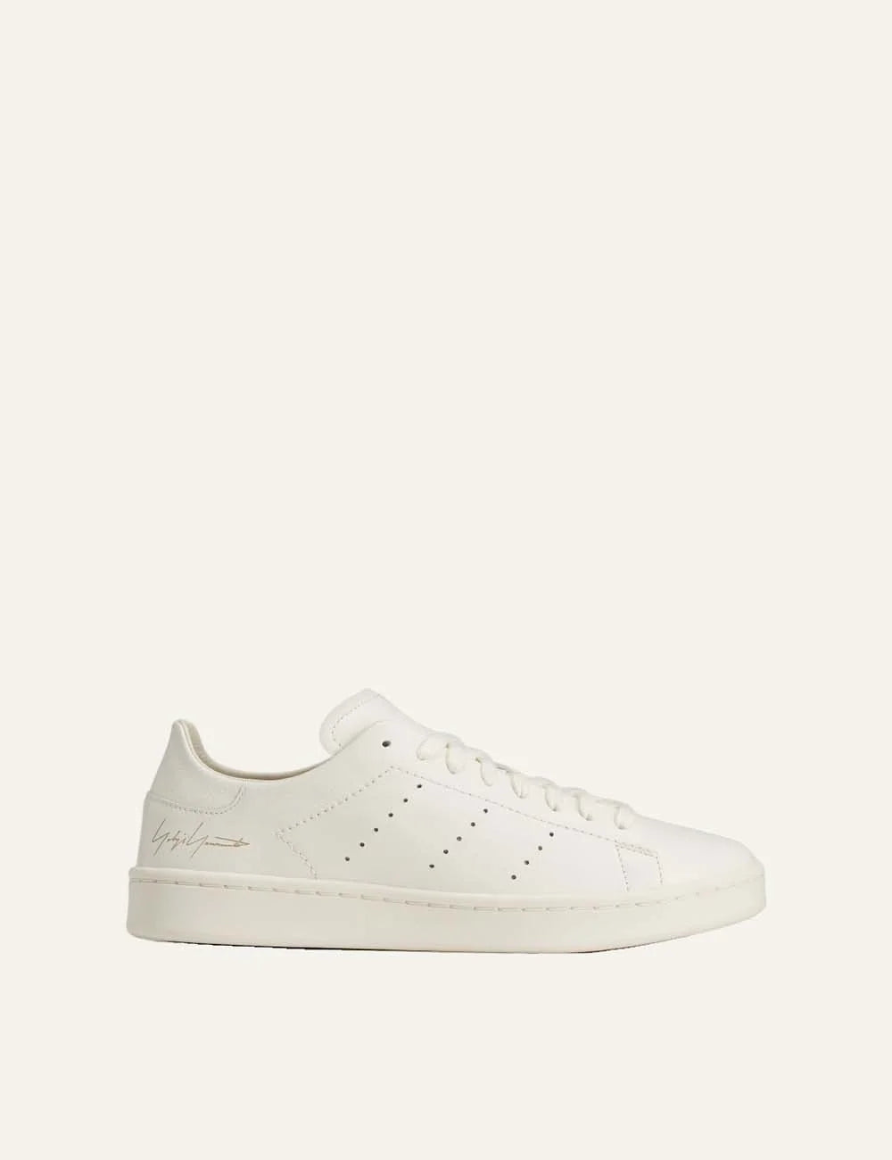 Y-3 men's off-white leather sneakers with Yohji Yamamoto signature