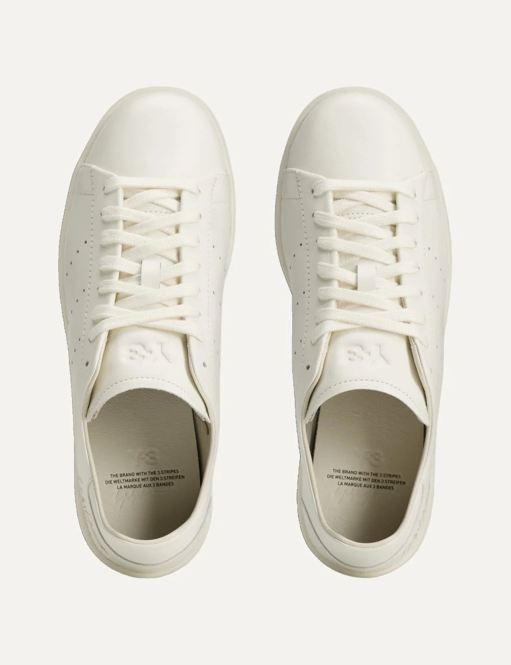 Y-3 men's off-white leather sneakers with Yohji Yamamoto signature top