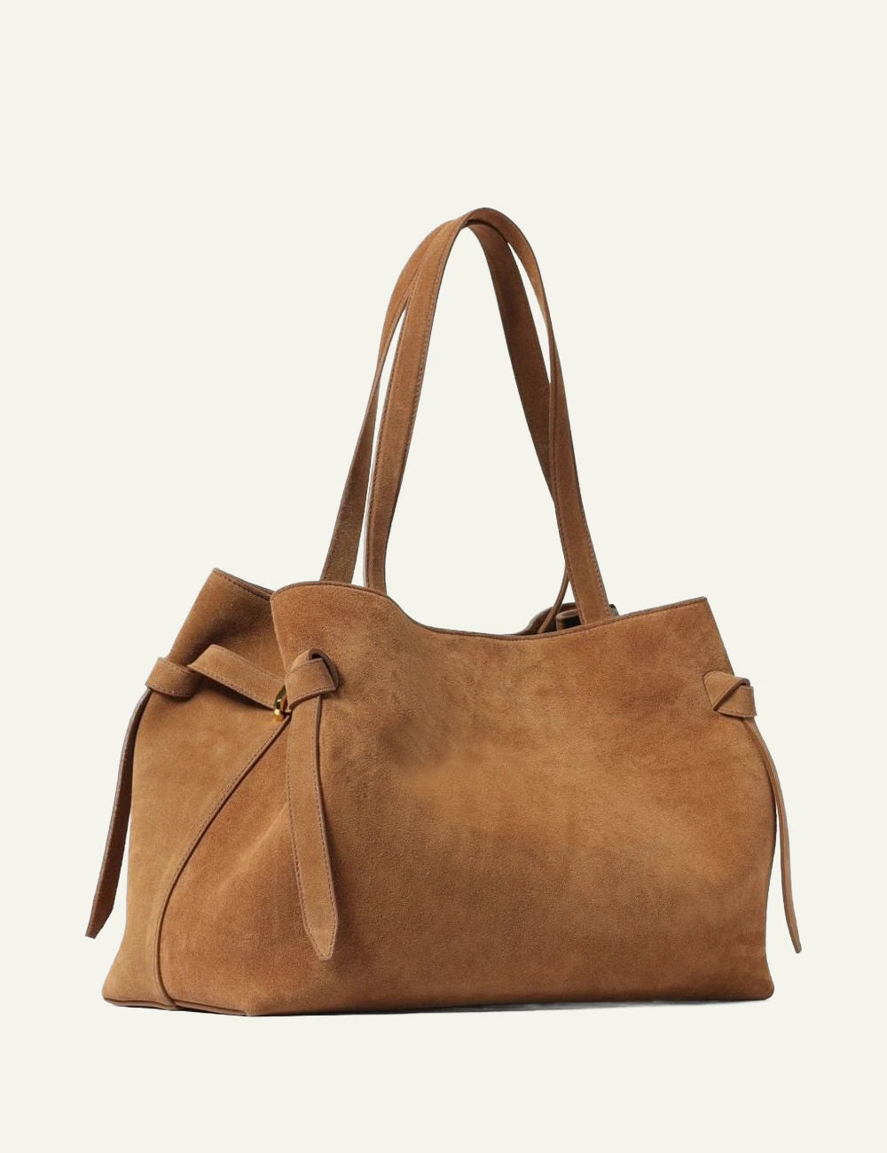  Yuzefi Gyoza suede tote bag cognac back view