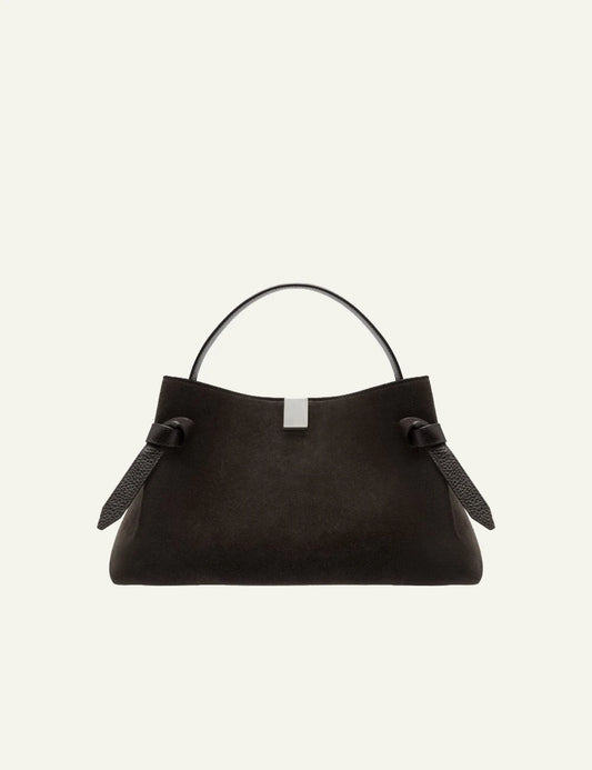 Yuzefi Gyoza ganache suede top handle bag