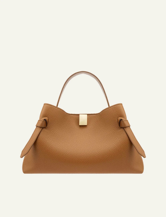 Yuzefi Gyoza pebble leather bag hazel front view